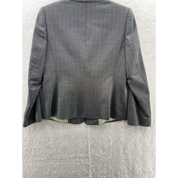 Tavora Womens Suit Jacket Gray Stripe Long Sleeve Notch Lapel Jetted Pockets 6 - Picture 2 of 8